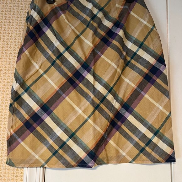 J. Khaki Tan Plaid Pencil Skirt - 10 Average - Picture 3 of 5
